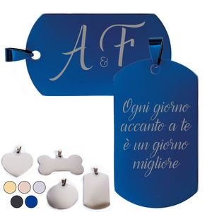 Targhetta personalizzata - incisione laser - ciondolo personalizzato - portachiavi personalizzato - Medagliette per Cani e Gatti Personalizzate - Pendente con Testo, ideale come regalo Made in Italy