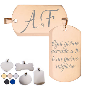 Targhetta personalizzata - incisione laser - ciondolo personalizzato - portachiavi personalizzato - Medagliette per Cani e Gatti Personalizzate - Pendente con Testo, ideale come regalo Made in Italy