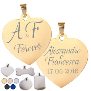 Targhetta personalizzata - incisione laser - ciondolo personalizzato - portachiavi personalizzato - Medagliette per Cani e Gatti Personalizzate - Pendente con Testo, ideale come regalo Made in Italy
