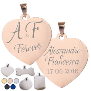 Targhetta personalizzata - incisione laser - ciondolo personalizzato - portachiavi personalizzato - Medagliette per Cani e Gatti Personalizzate - Pendente con Testo, ideale come regalo Made in Italy