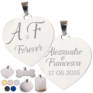 Targhetta personalizzata - incisione laser - ciondolo personalizzato - portachiavi personalizzato - Medagliette per Cani e Gatti Personalizzate - Pendente con Testo, ideale come regalo Made in Italy