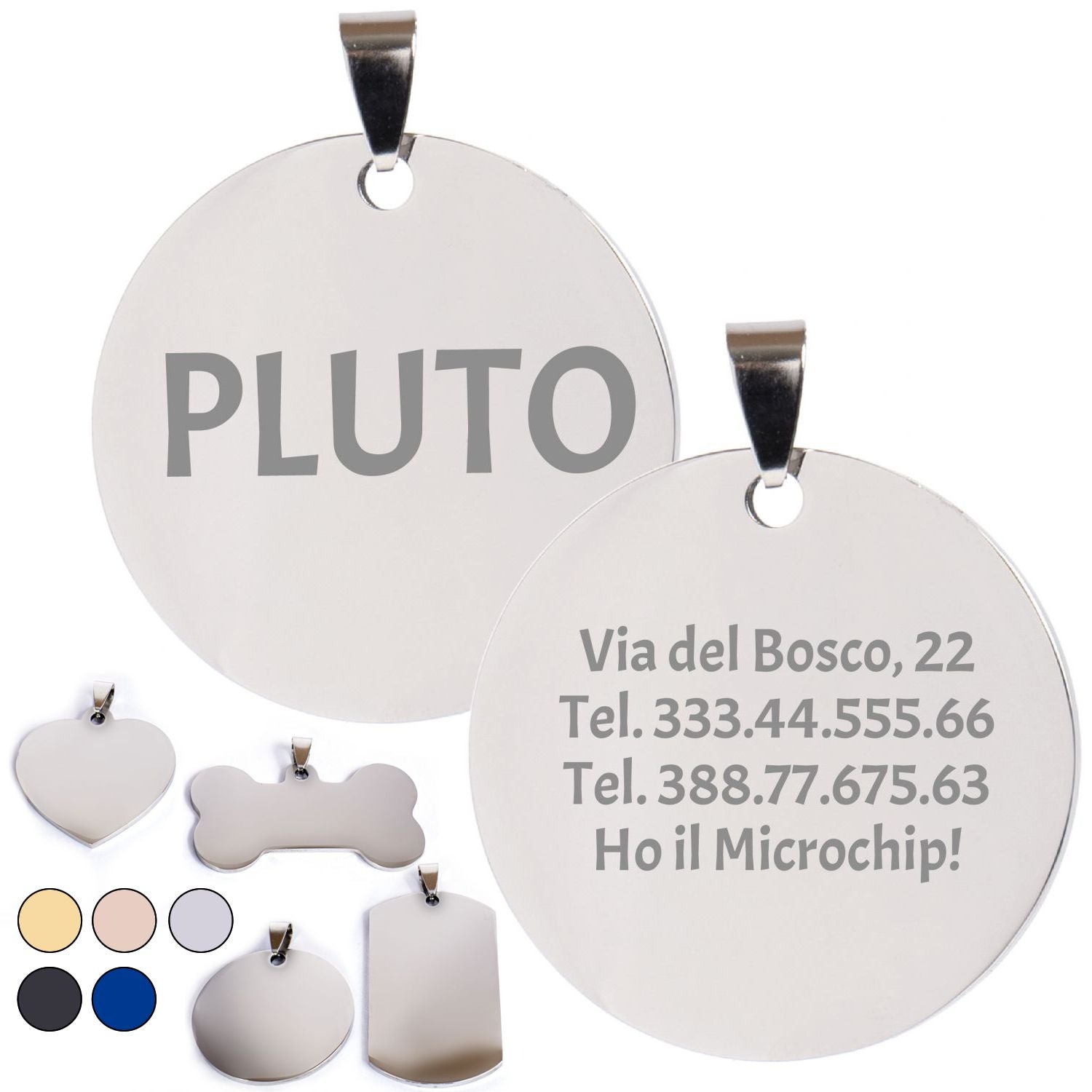 Targhetta personalizzata - incisione laser - ciondolo personalizzato - portachiavi personalizzato - Medagliette per Cani e Gatti Personalizzate - Pendente con Testo, ideale come regalo Made in Italy