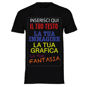 T-shirt cotone personalizzabile, maglia unisex personalizzata con stampa per Uomo e Donna, maglietta personalizzata su richiesta 100% made in Italy