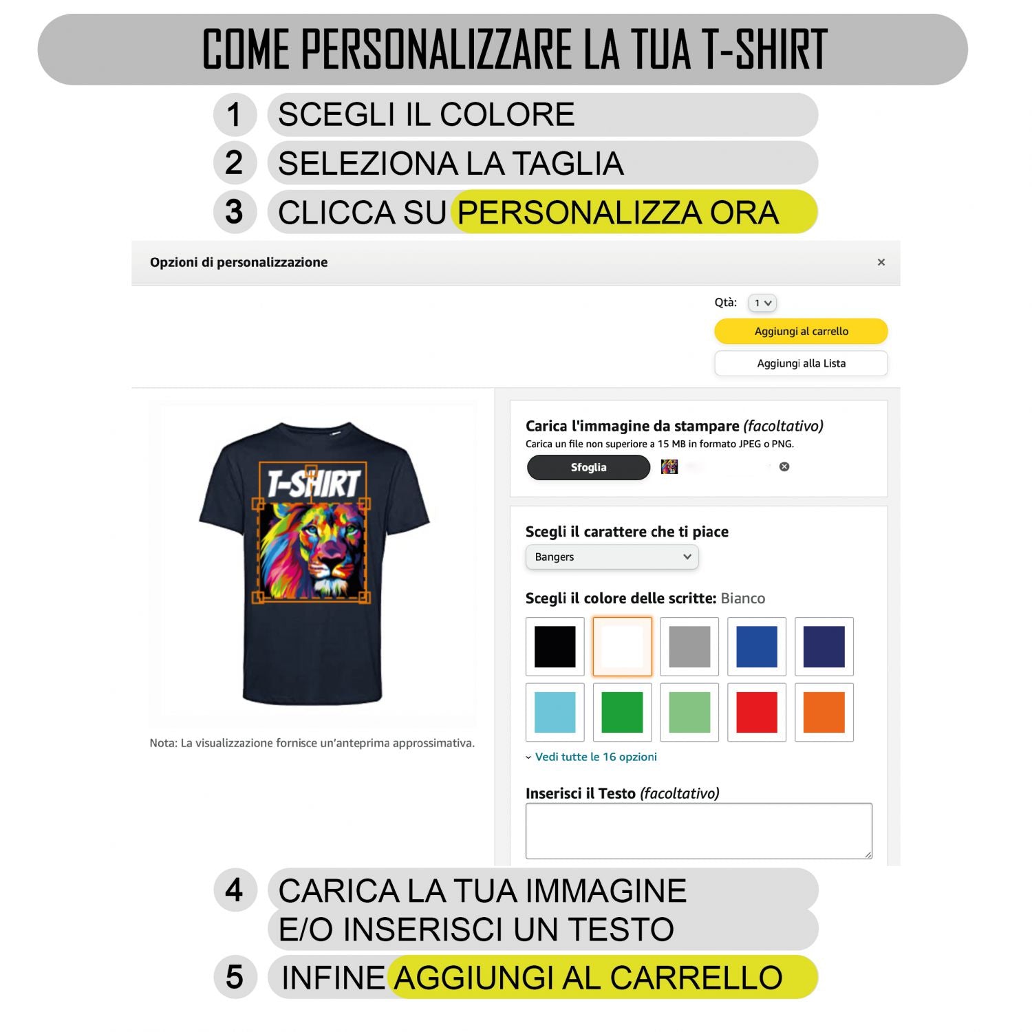 T-shirt cotone personalizzabile Bambino - Bambina con stampa personalizzata su richiesta 100% made in italy