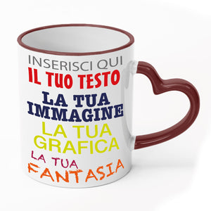 Tazza in ceramica personalizzata - personalizza la tua tazza con testi , loghi , grafiche , immagini e tanto altro - ideale per regalo e altro - 100% Made in Italy.
