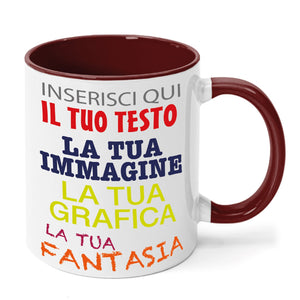 Tazza in ceramica personalizzata - personalizza la tua tazza con testi , loghi , grafiche , immagini e tanto altro - ideale per regalo e altro - 100% Made in Italy.