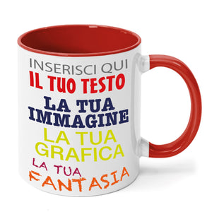 Tazza in ceramica personalizzata - personalizza la tua tazza con testi , loghi , grafiche , immagini e tanto altro - ideale per regalo e altro - 100% Made in Italy.