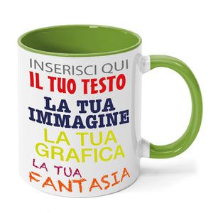 Tazza in ceramica personalizzata - personalizza la tua tazza con testi , loghi , grafiche , immagini e tanto altro - ideale per regalo e altro - 100% Made in Italy.