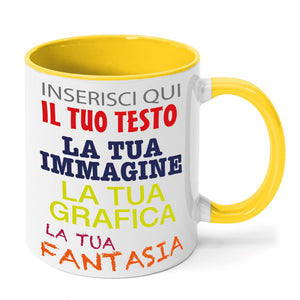 Tazza in ceramica personalizzata - personalizza la tua tazza con testi , loghi , grafiche , immagini e tanto altro - ideale per regalo e altro - 100% Made in Italy.