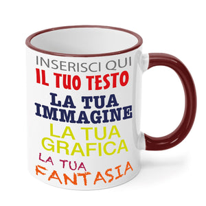 Tazza in ceramica personalizzata - personalizza la tua tazza con testi , loghi , grafiche , immagini e tanto altro - ideale per regalo e altro - 100% Made in Italy.