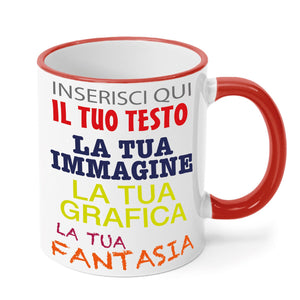 Tazza in ceramica personalizzata - personalizza la tua tazza con testi , loghi , grafiche , immagini e tanto altro - ideale per regalo e altro - 100% Made in Italy.