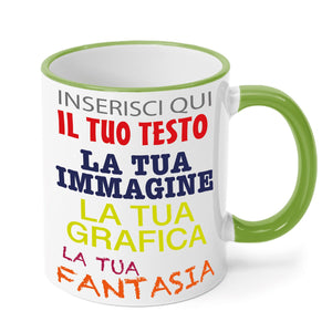 Tazza in ceramica personalizzata - personalizza la tua tazza con testi , loghi , grafiche , immagini e tanto altro - ideale per regalo e altro - 100% Made in Italy.