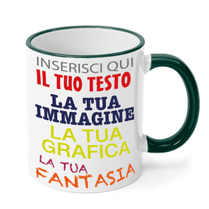 Tazza in ceramica personalizzata - personalizza la tua tazza con testi , loghi , grafiche , immagini e tanto altro - ideale per regalo e altro - 100% Made in Italy.