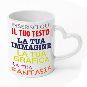 Tazza in ceramica personalizzata - personalizza la tua tazza con testi , loghi , grafiche , immagini e tanto altro - ideale per regalo e altro - 100% Made in Italy.