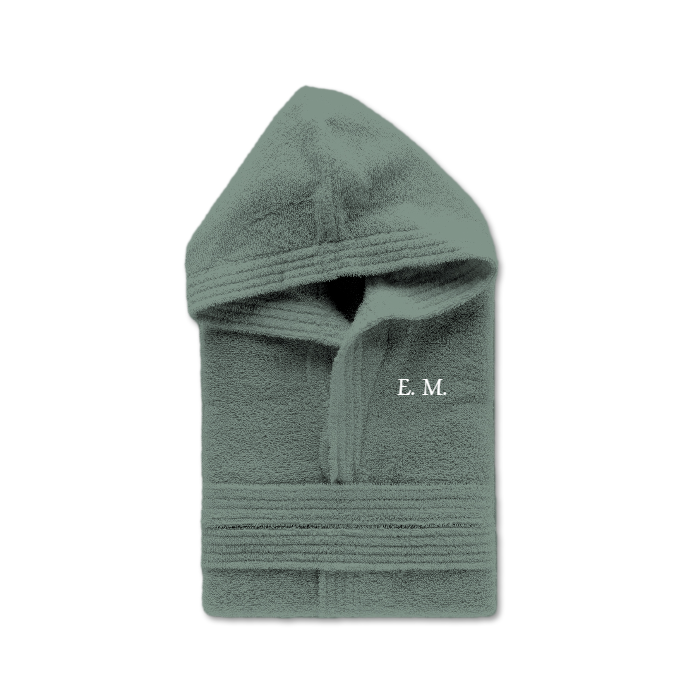 Accappatoio personalizzato ricamato uomo donna 100% cotone - accappatoio con Cappuccio in morbida spugna 100% cotone.