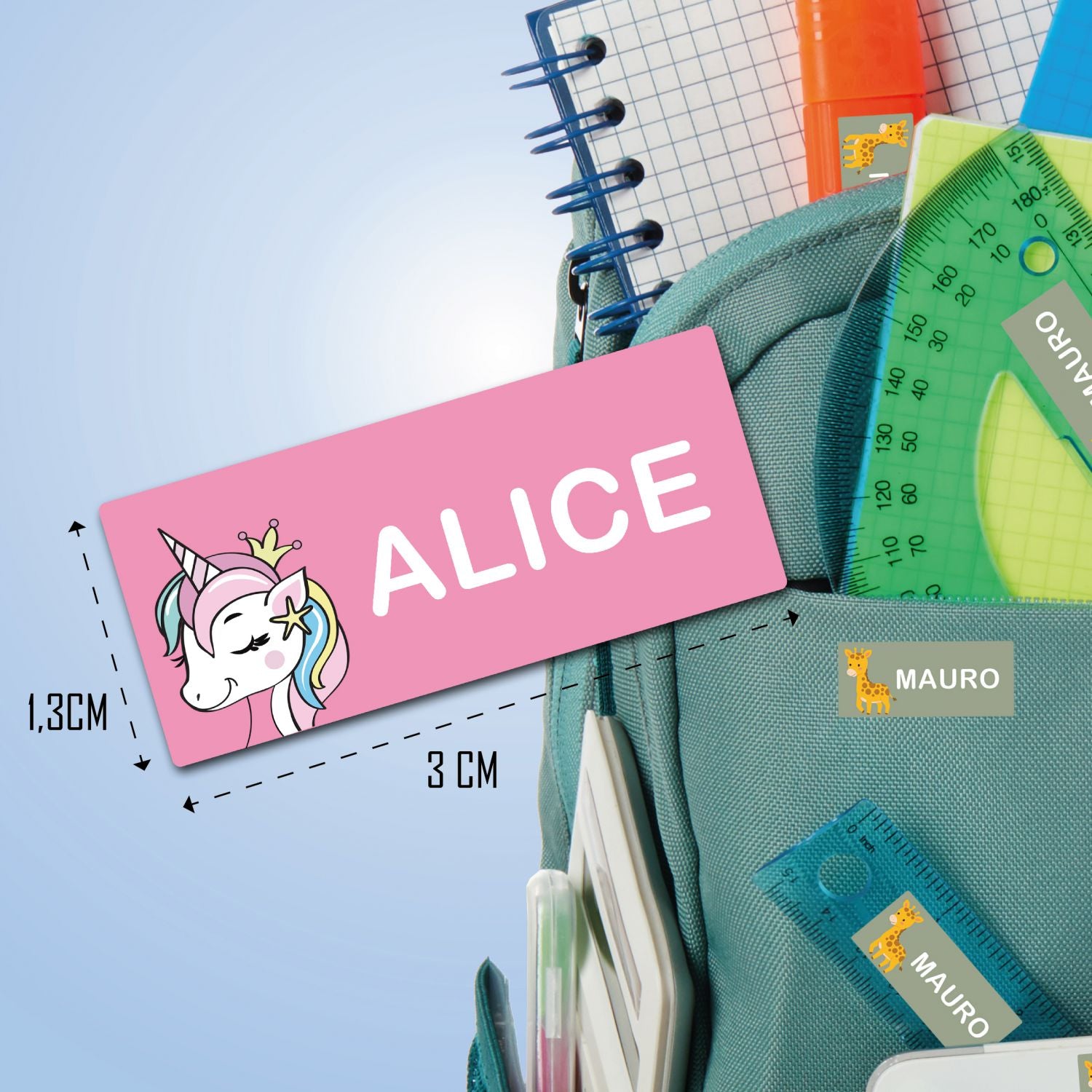 Etichette adesive personalizzate - etichette adesive per scuola con nomi - personalizza ora con il nome - ideale per materiale scolastico