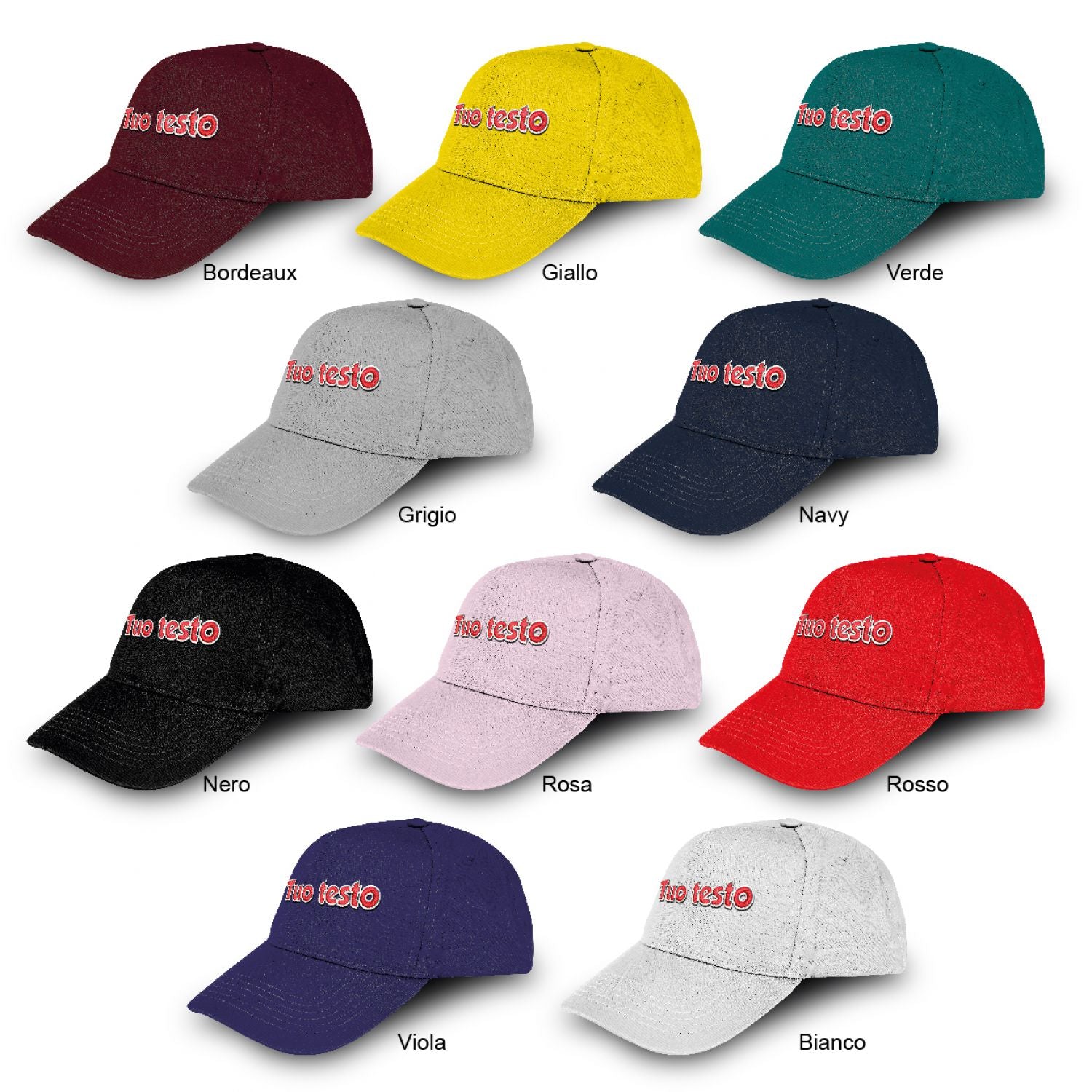 Cappello ricamato personalizzato - ricama il tuo cappello personalizzabile - 100% cotone - taglia unica - uomo-donna - ideale per feste, regalo, scuola, gite e uso quotidiano.