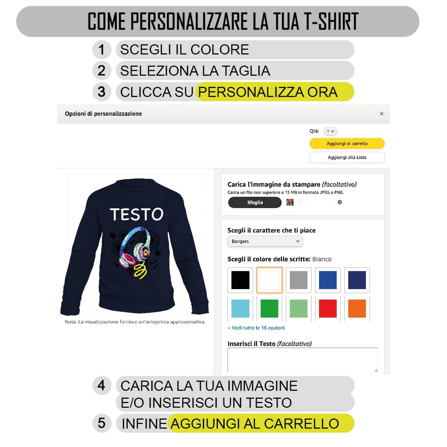 Felpa personalizzata - felpa personalizzabile girocollo uomo donna cotone tinta unita - con testo - foto e grafiche personalizzate