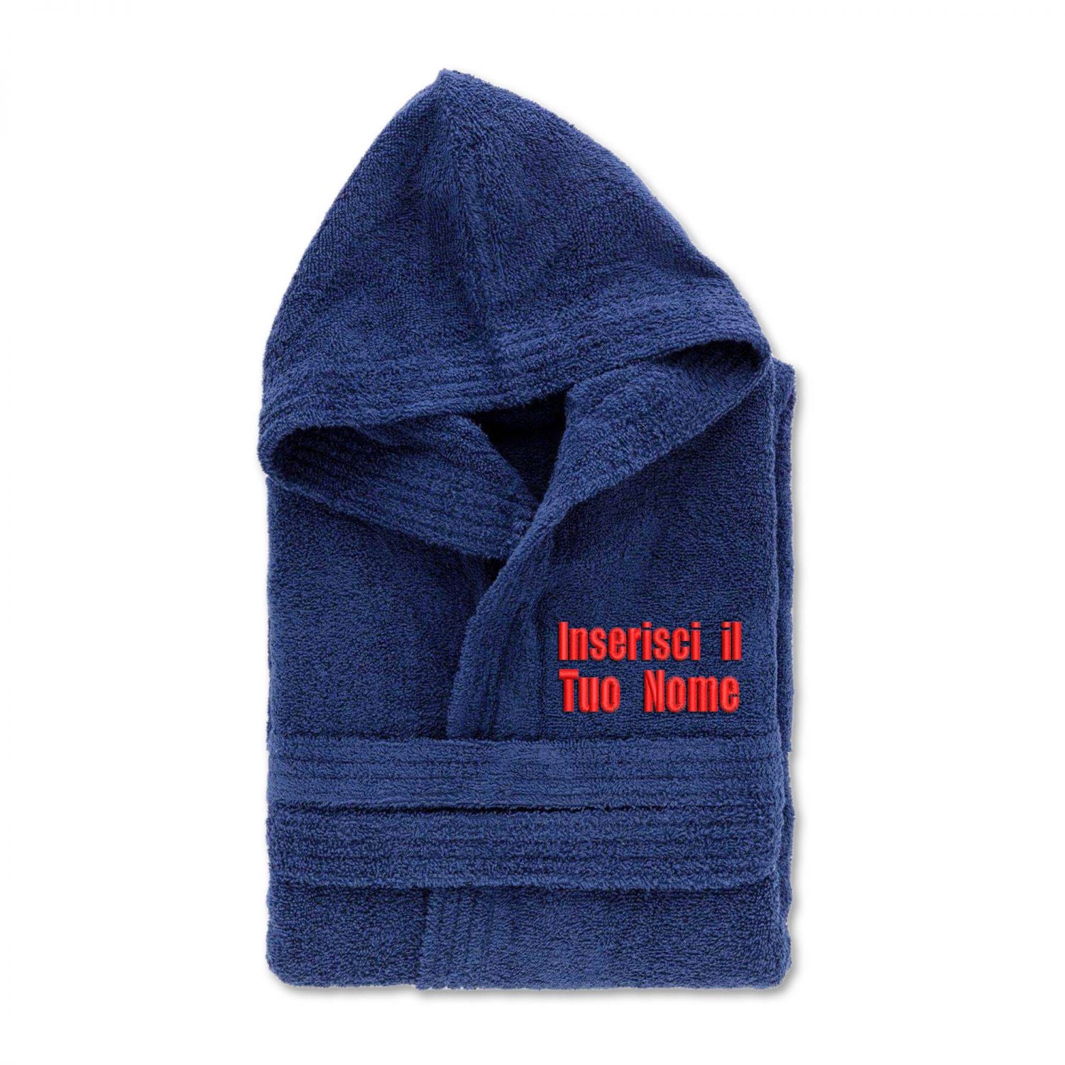 Accappatoio personalizzato ricamato uomo donna 100% cotone - accappatoio con Cappuccio in morbida spugna 100% cotone.