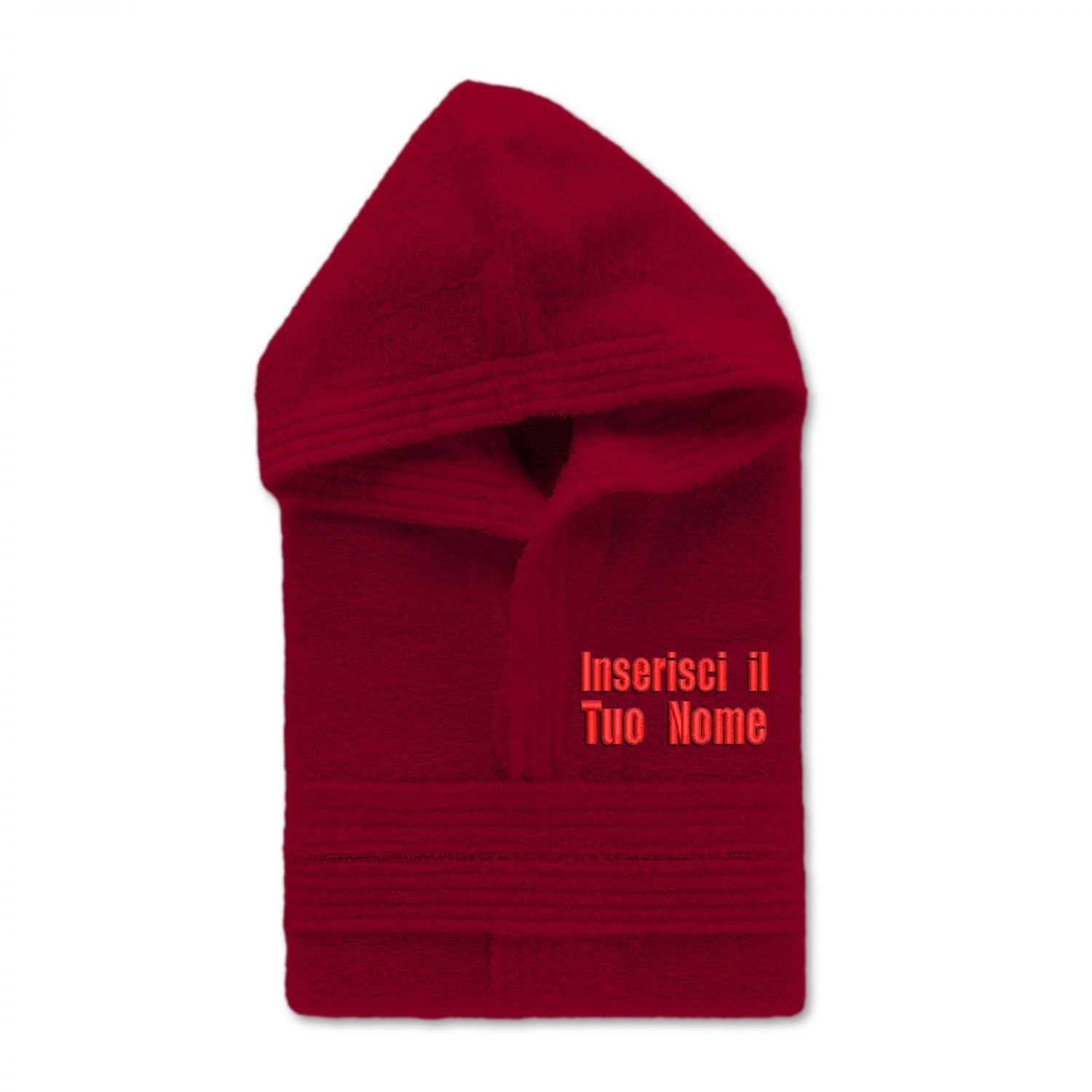 Accappatoio personalizzato ricamato uomo donna 100% cotone - accappatoio con Cappuccio in morbida spugna 100% cotone.