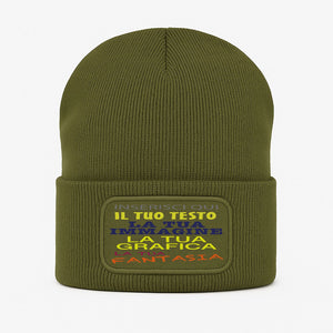 Berretto invernale personalizzabile unisex  cuffia beanie con spazio per logo, nome o grafica  lana acrilico caldo  idea regalo per aziende, eventi e merchandising