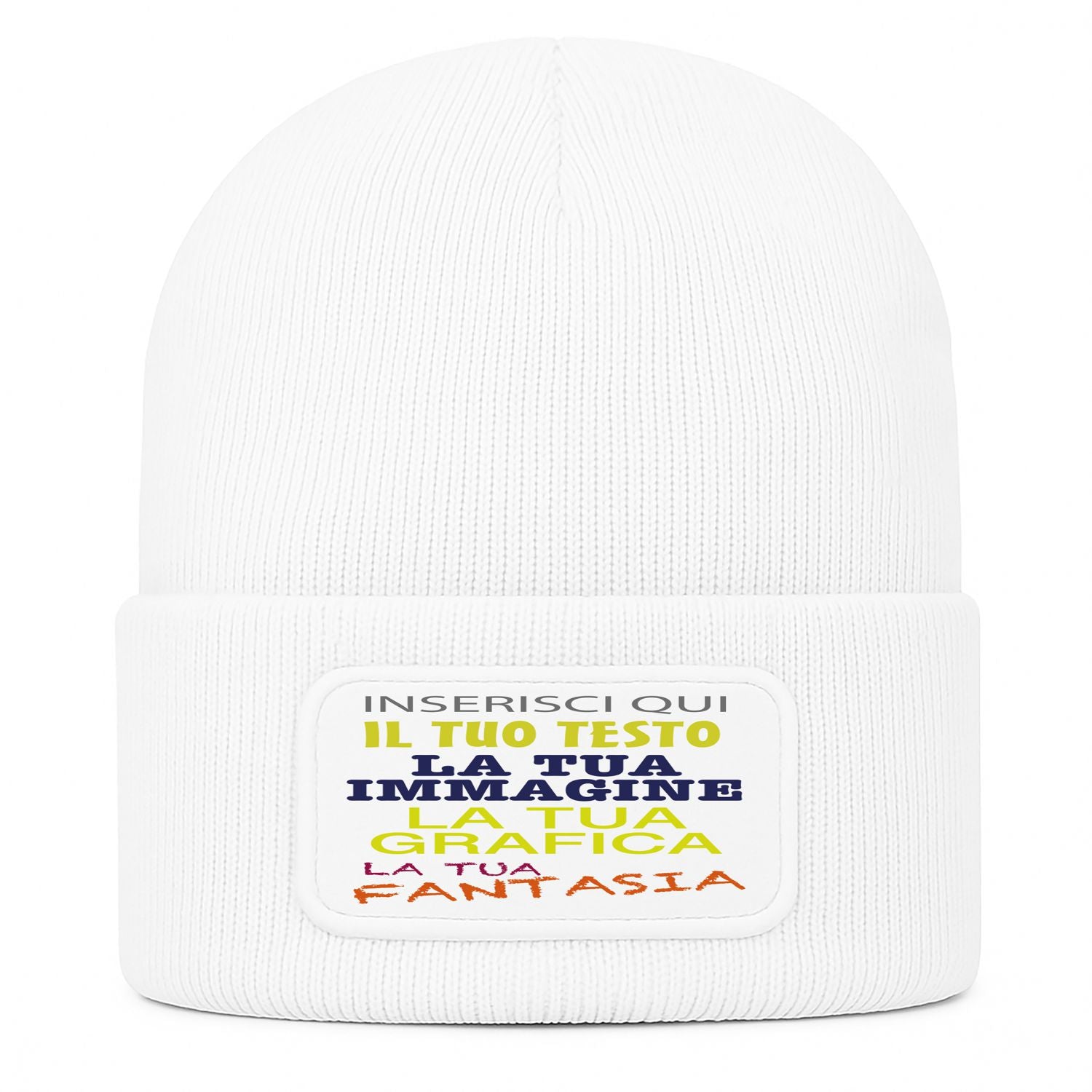 Berretto invernale personalizzabile unisex  cuffia beanie con spazio per logo, nome o grafica  lana acrilico caldo  idea regalo per aziende, eventi e merchandising