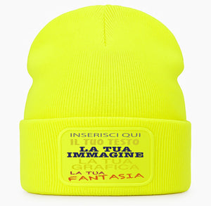 Berretto invernale personalizzabile unisex  cuffia beanie con spazio per logo, nome o grafica  lana acrilico caldo  idea regalo per aziende, eventi e merchandising