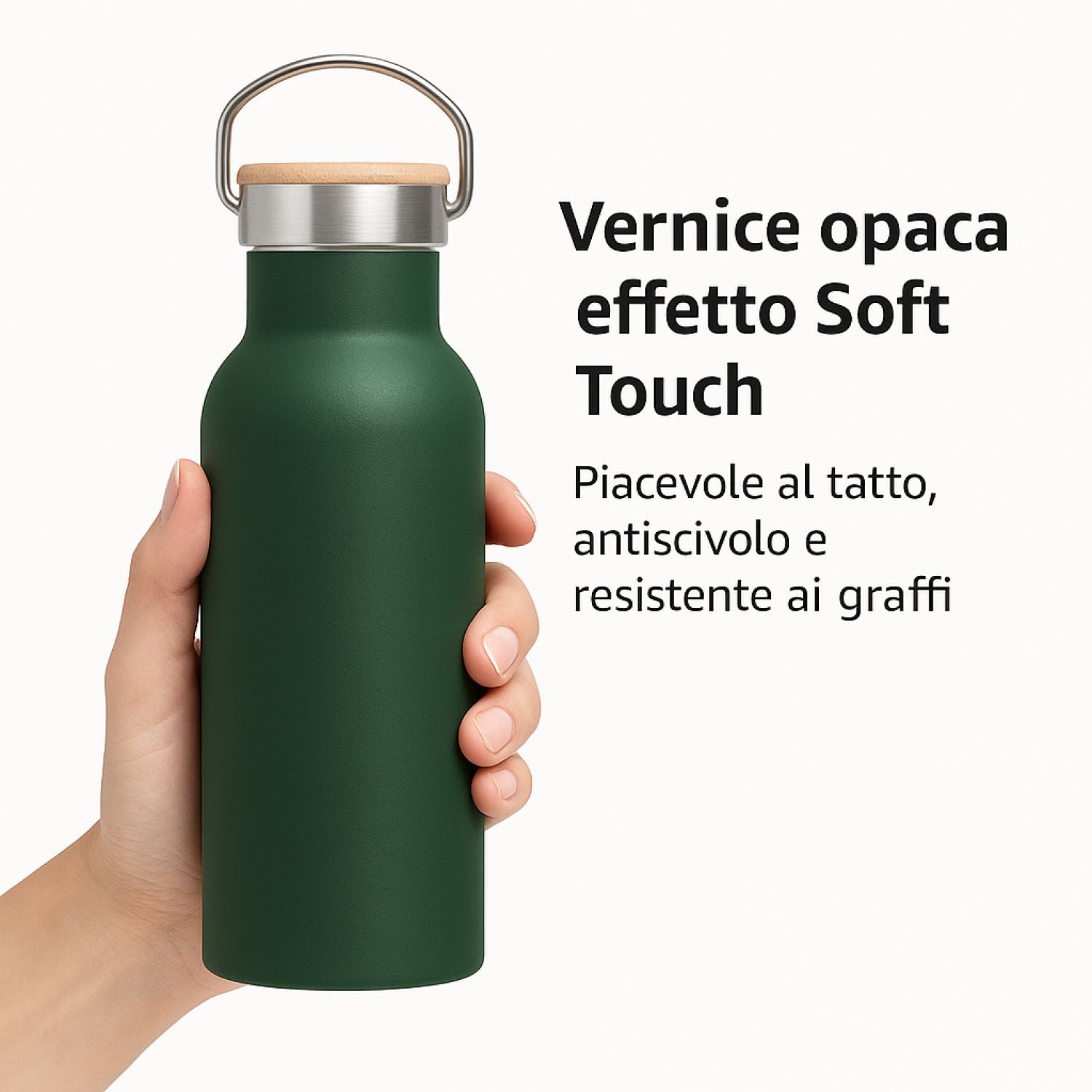 Borraccia Termica Personalizzabile 500 ml in Acciaio Inox Doppia Parete  Vernice Opaca Soft Touch, Stampa Digitale UV  Mantiene 24h Freddo   12h Caldo  Idea Regalo Eco-Friendly