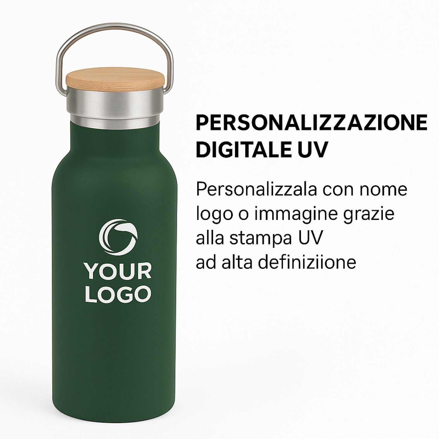 Borraccia Termica Personalizzabile 500 ml in Acciaio Inox Doppia Parete  Vernice Opaca Soft Touch, Stampa Digitale UV  Mantiene 24h Freddo   12h Caldo  Idea Regalo Eco-Friendly