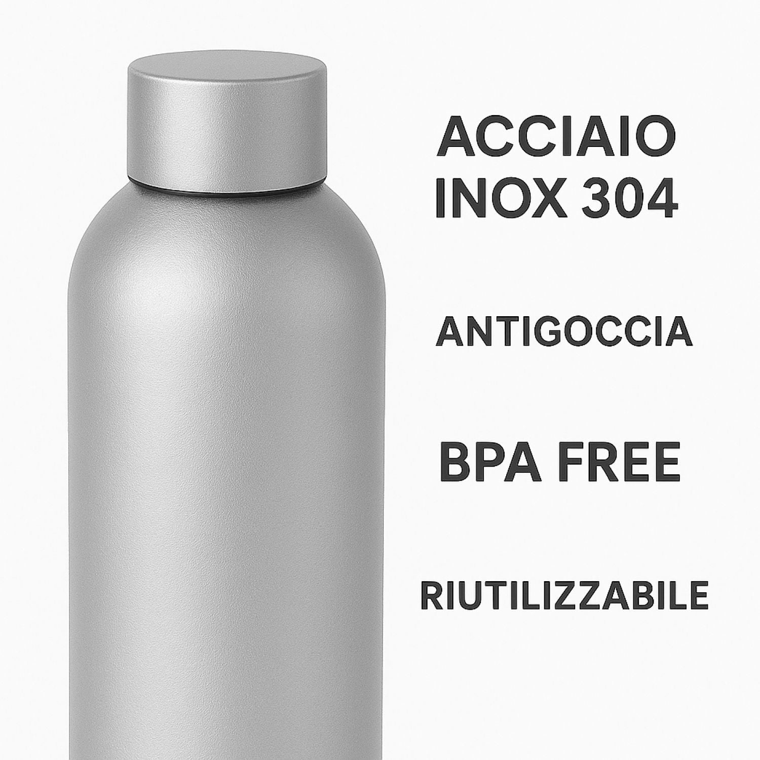 Borraccia Termica Personalizzata 500 ml in Acciaio Inox  Doppia Parete Isolante 24h Freddo   12h Caldo  Bottiglia Termica Riutilizzabile con Nome o Logo  Idea Regalo Uomo Donna Sport e Uffici