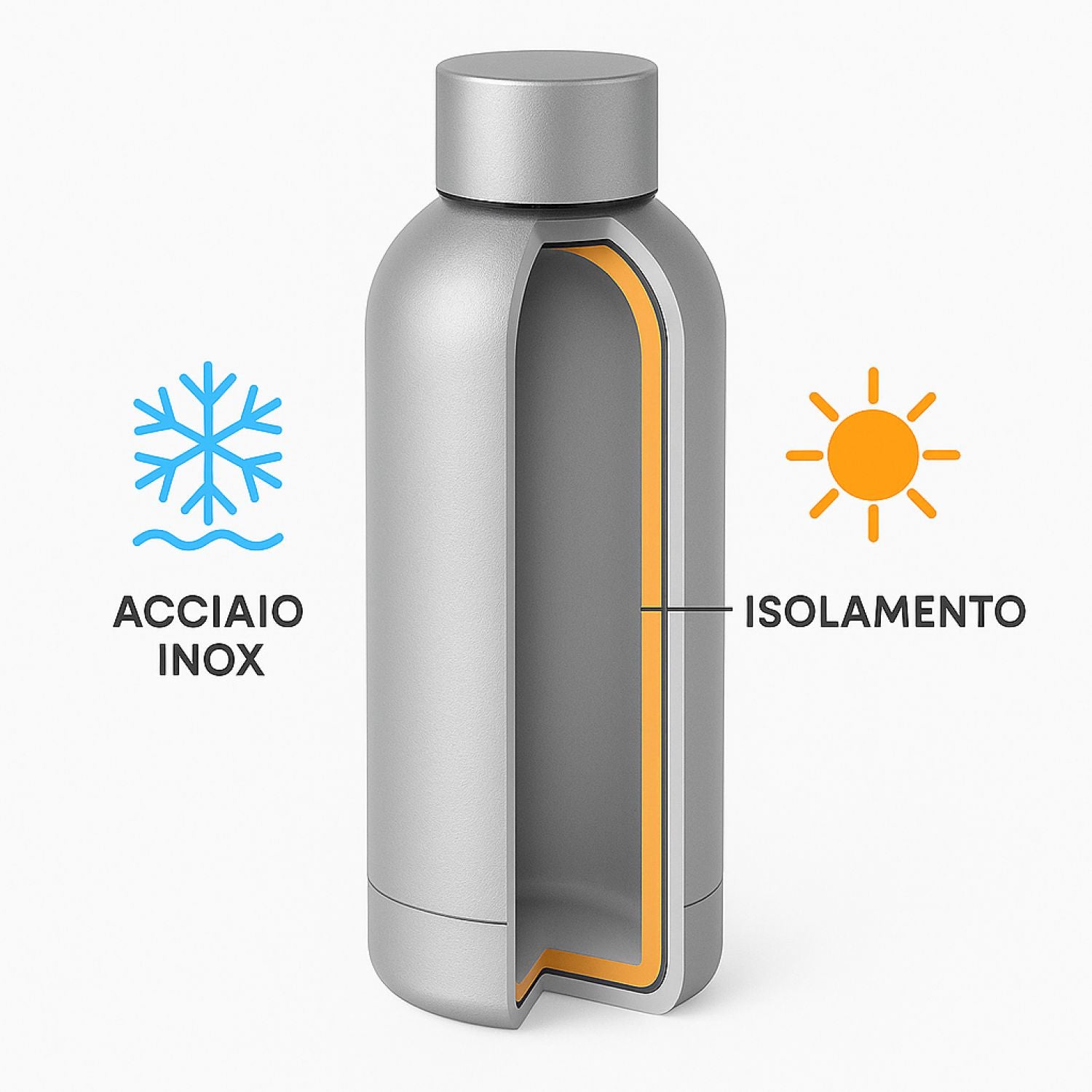 Borraccia Termica Personalizzata 500 ml in Acciaio Inox  Doppia Parete Isolante 24h Freddo   12h Caldo  Bottiglia Termica Riutilizzabile con Nome o Logo  Idea Regalo Uomo Donna Sport e Uffici