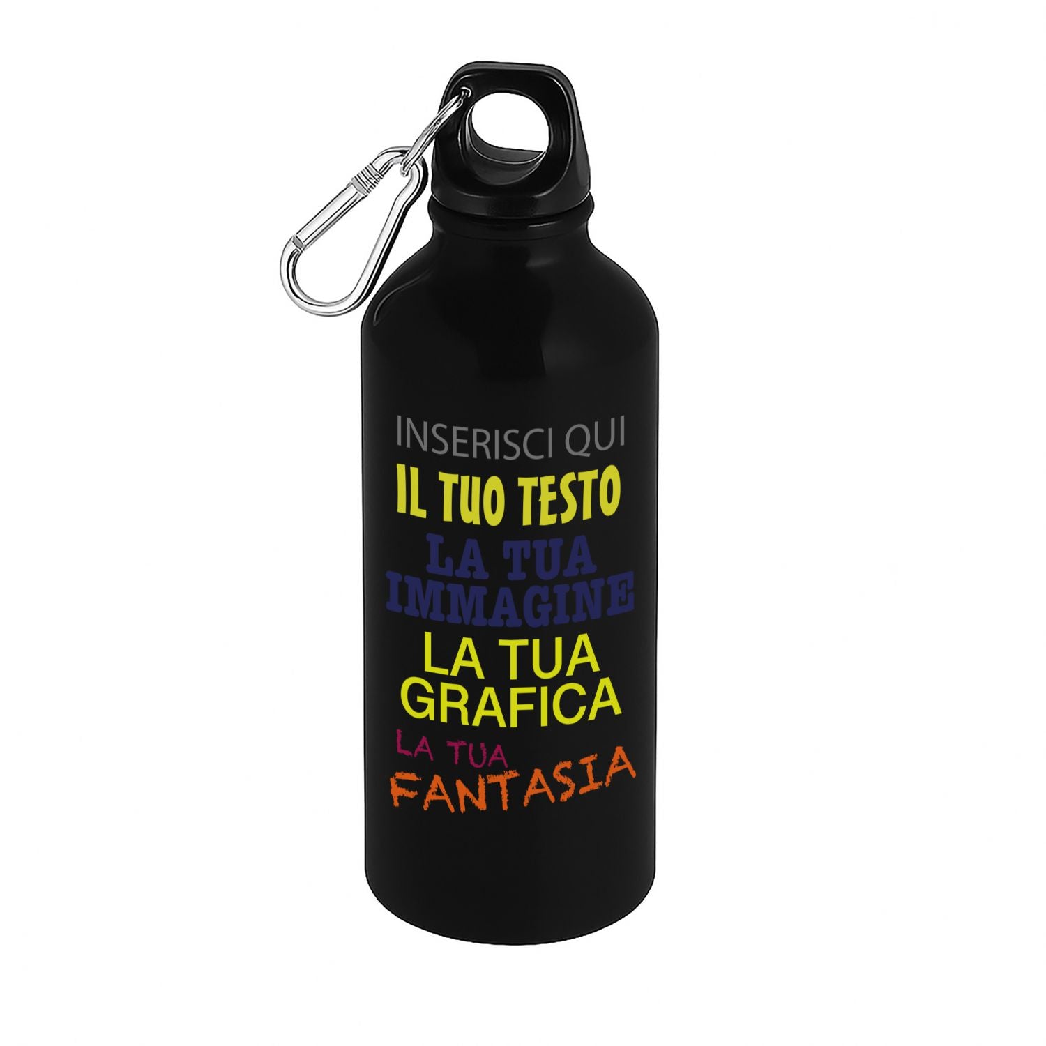 Borraccia personalizzata 500 ml con gancio incluso e chiusura ermetica - borraccia personalizzabile 500ml