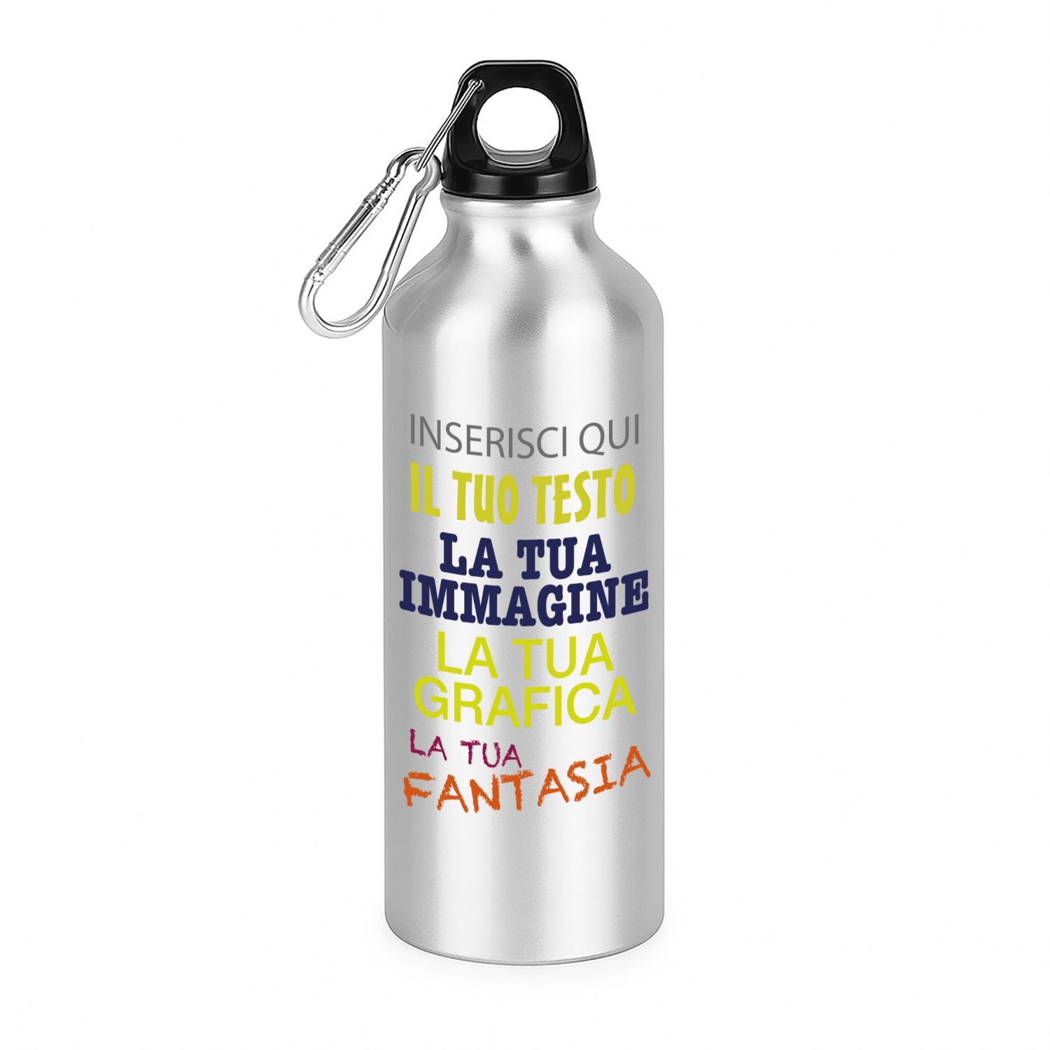 Borraccia personalizzata 500 ml con gancio incluso e chiusura ermetica - borraccia personalizzabile 500ml