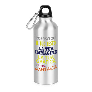 Borraccia personalizzata 500 ml con gancio incluso e chiusura ermetica - borraccia personalizzabile 500ml