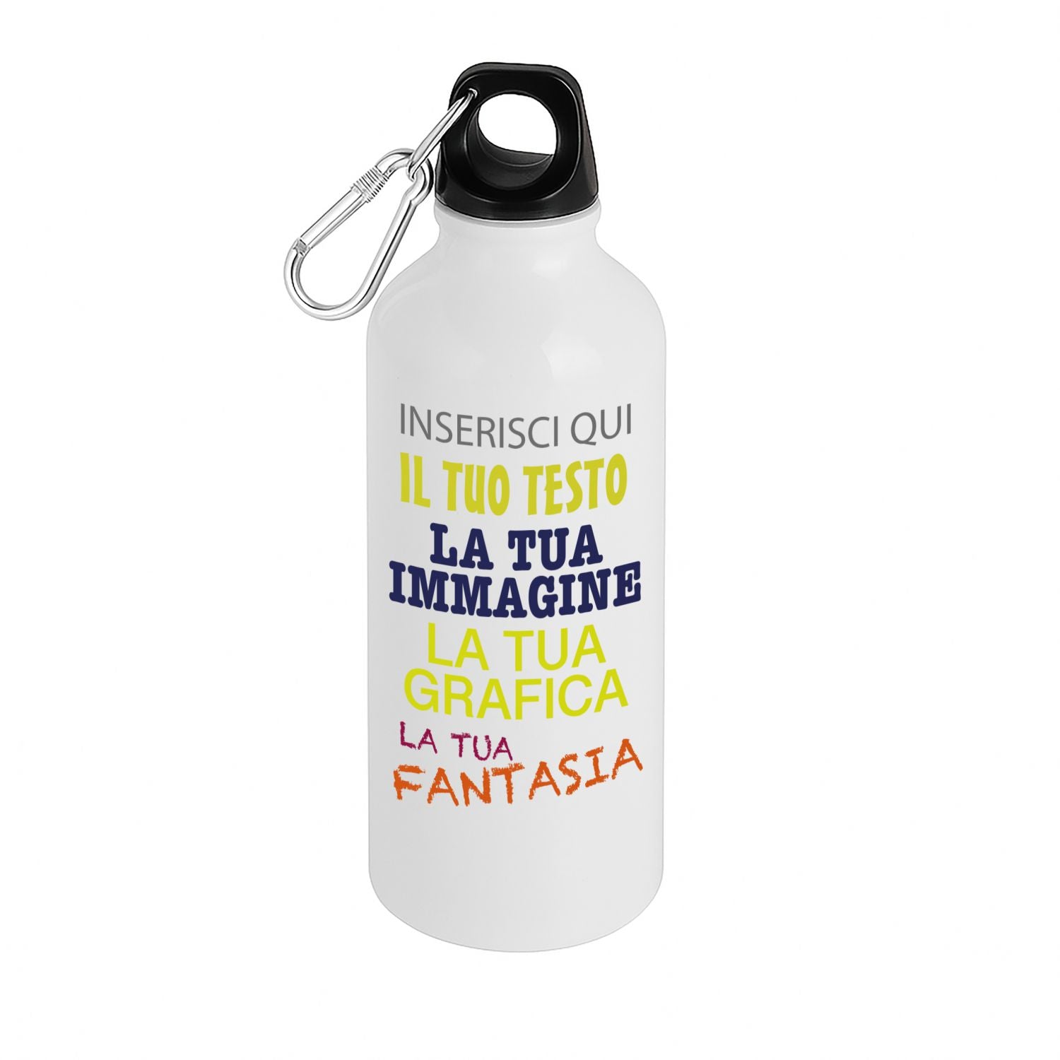 Borraccia personalizzata 500 ml con gancio incluso e chiusura ermetica - borraccia personalizzabile 500ml