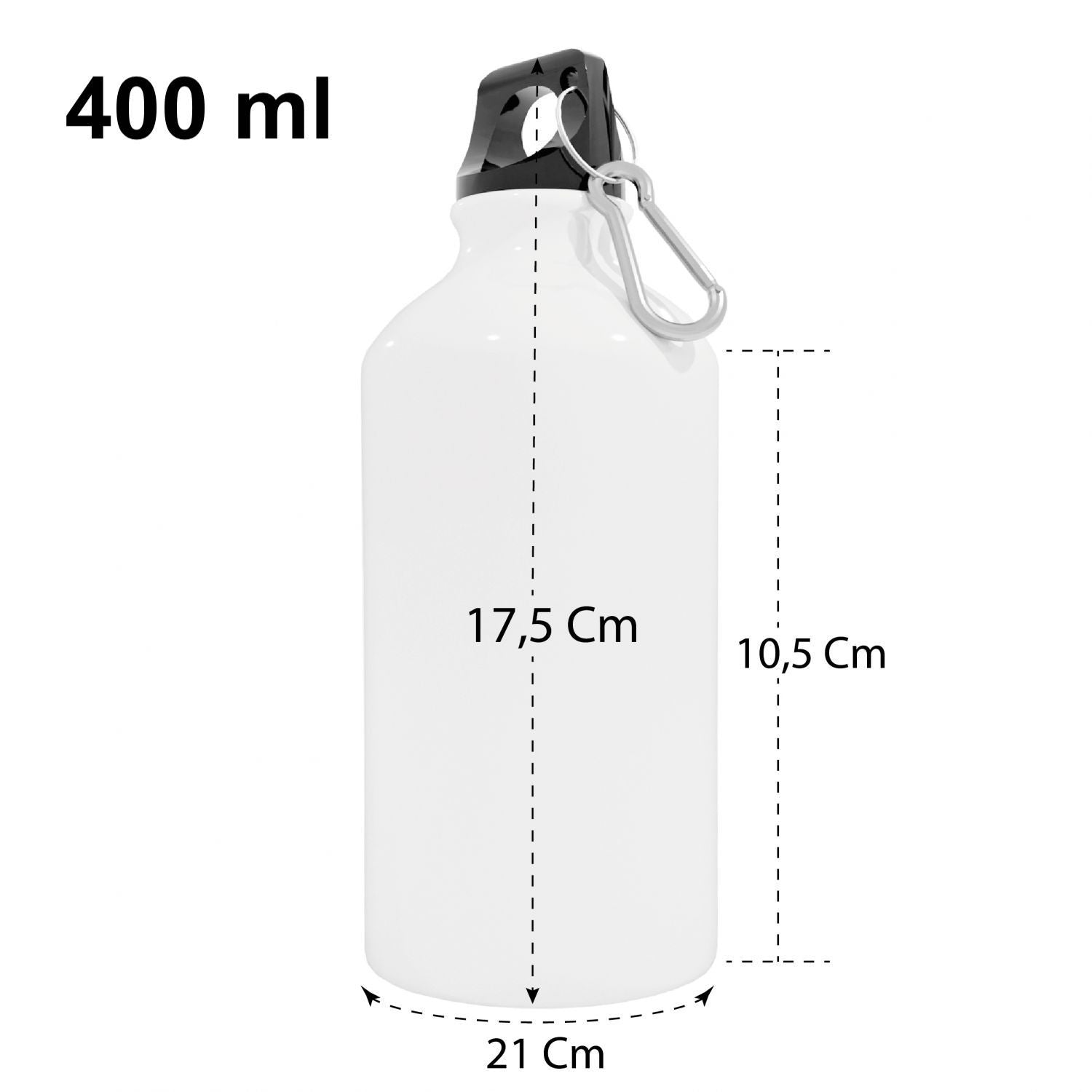 Borraccia personalizzata 400 ml con gancio incluso e chiusura ermetica - borraccia personalizzabile 400ml