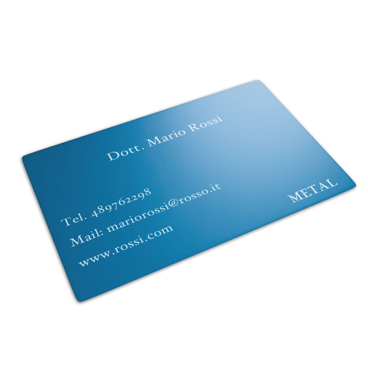 Card metallica personalizzata incisa - biglietto da visita inciso - spessore 0,2 mm - 100% made in italy