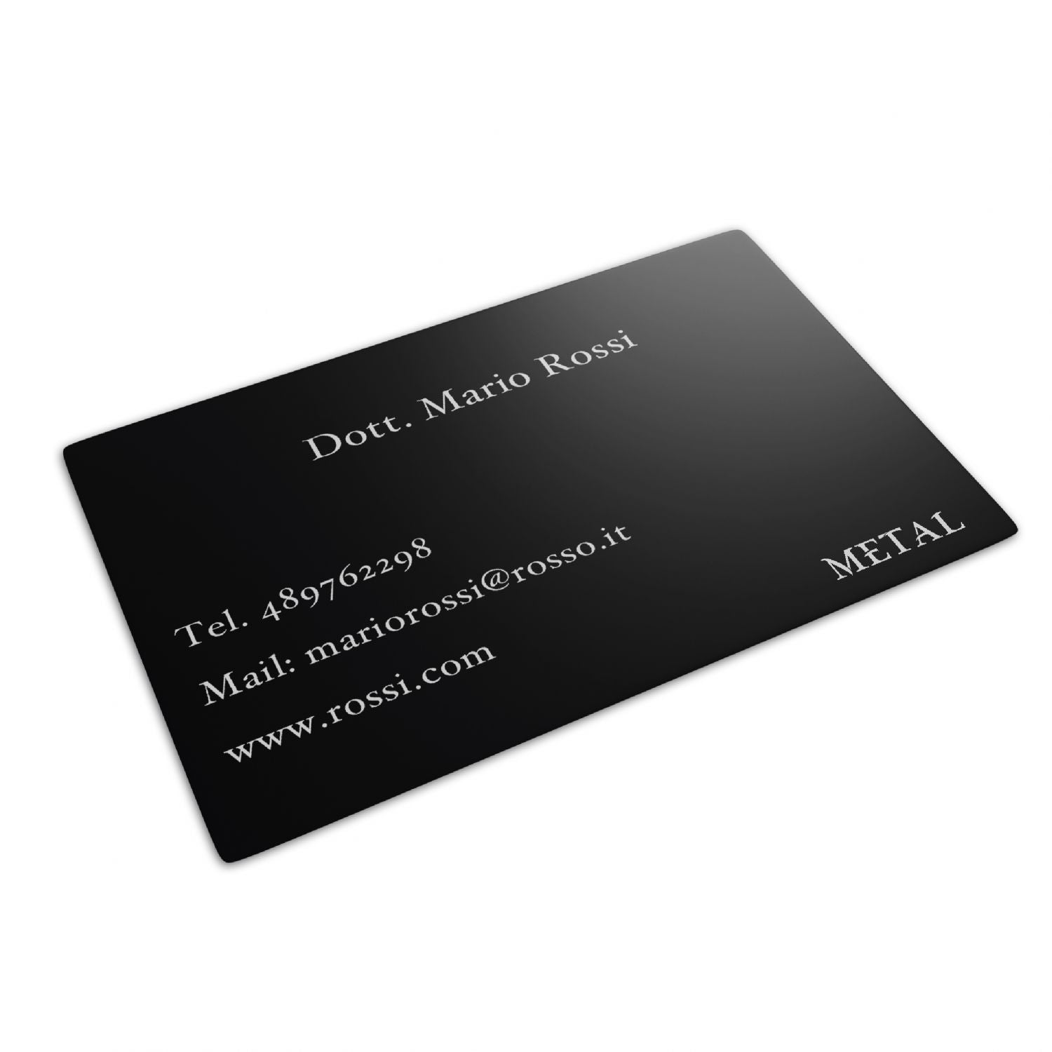 Card metallica personalizzata incisa - biglietto da visita inciso - spessore 0,2 mm - 100% made in italy