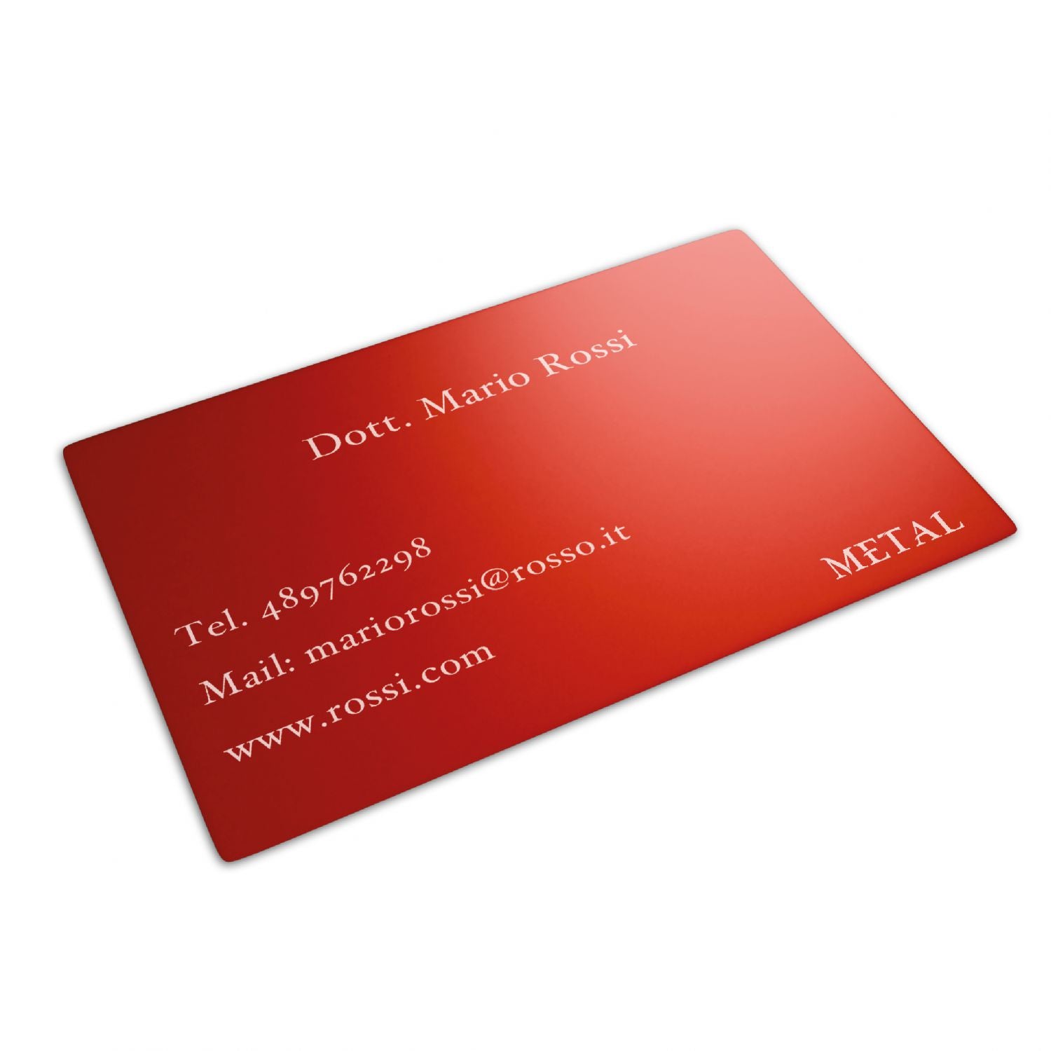 Card metallica personalizzata incisa - biglietto da visita inciso - spessore 0,2 mm - 100% made in italy