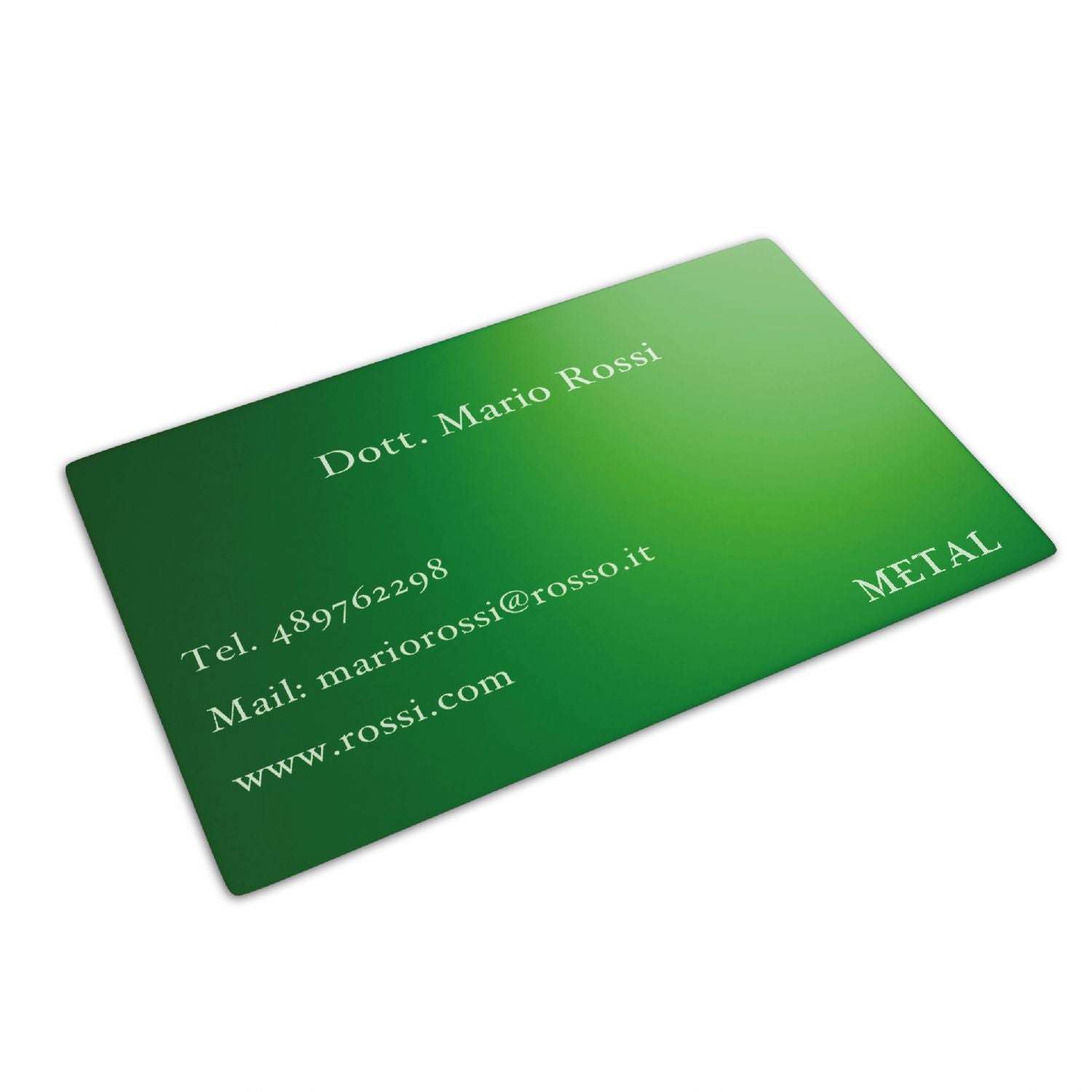 Card metallica personalizzata incisa - biglietto da visita inciso - spessore 0,2 mm - 100% made in italy