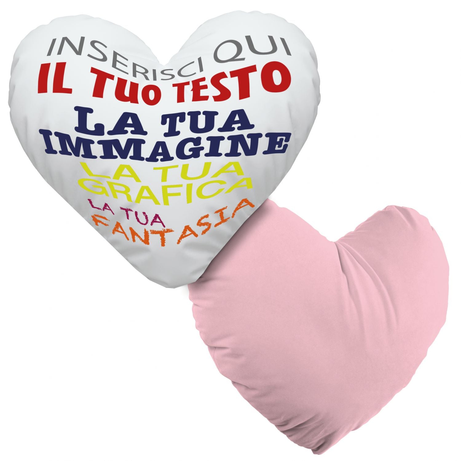 Cuscino personalizzato a forma di cuore - cuscino personalizzato con imbottitura - personalizza con foto , testi o loghi - 100% made in italy