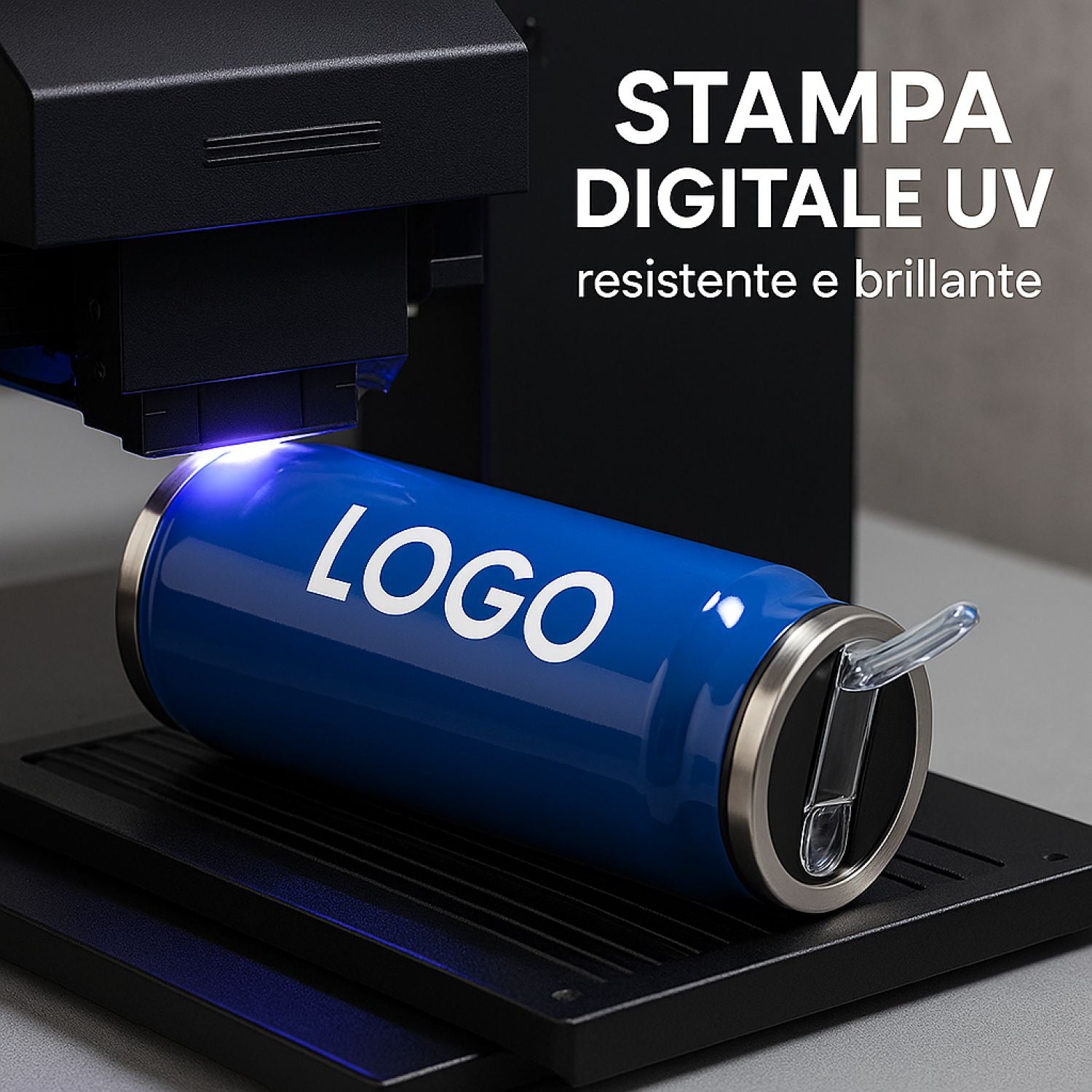 Borraccia Termica Personalizzabile 500ml in Acciaio Inox Lucido  Stampa Digitale UV Nome, Logo o Immagine  Mantiene 6H Caldo e 12H Freddo  Design Tipo Lattina, Riutilizzabile ed Eco-Friendly