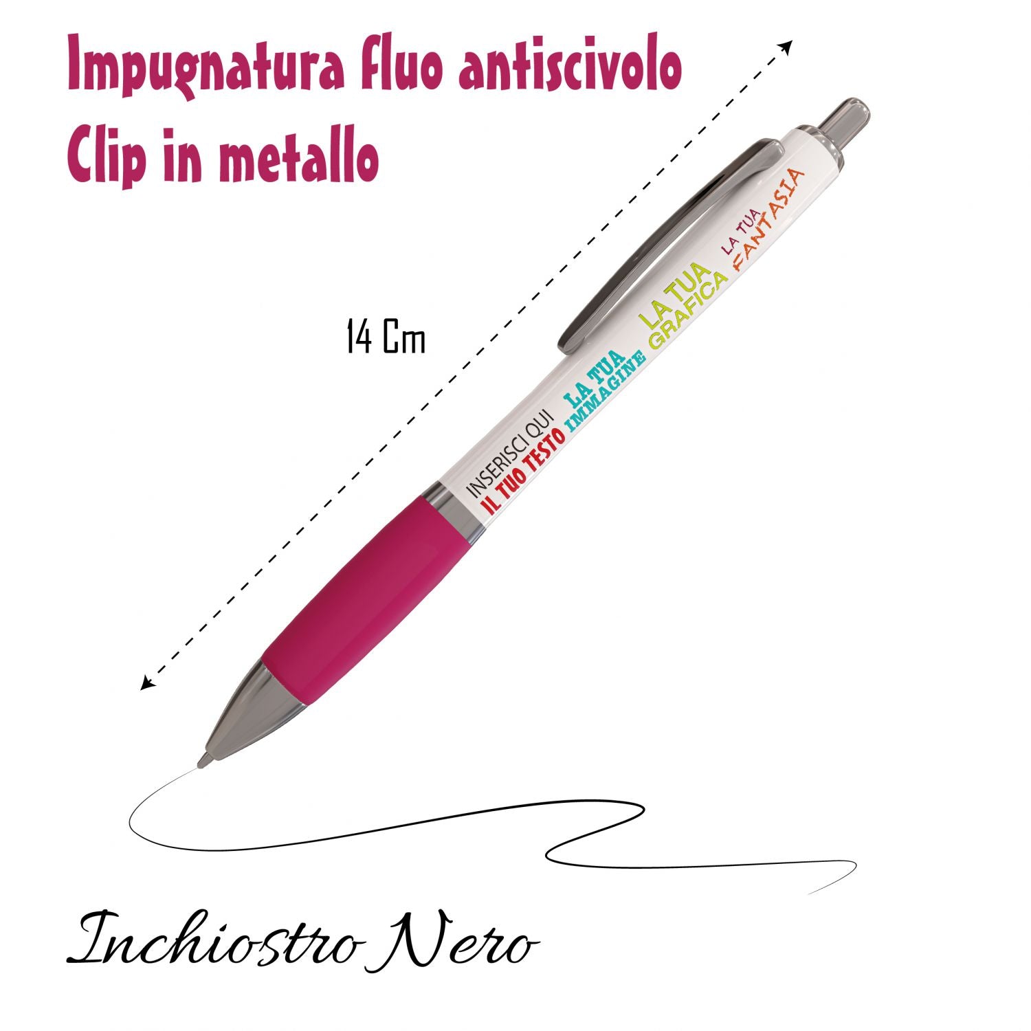 Penne personalizzate - Personalizza ora le tue penne con Nome , testo , logo - penna a sfera con filler nero