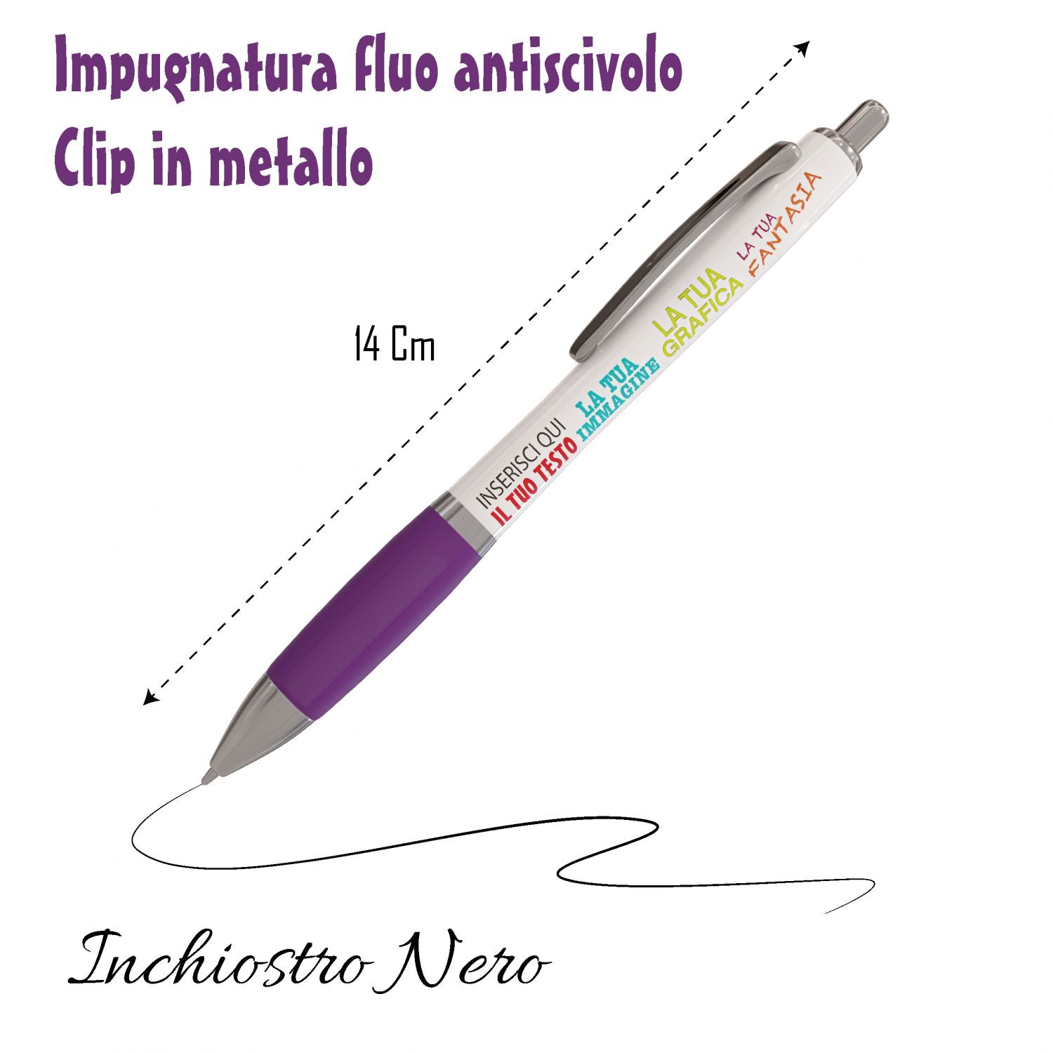 Penne personalizzate - Personalizza ora le tue penne con Nome , testo , logo - penna a sfera con filler nero