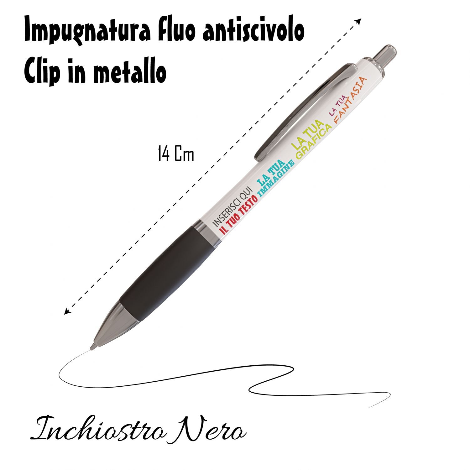 Penne personalizzate - Personalizza ora le tue penne con Nome , testo , logo - penna a sfera con filler nero