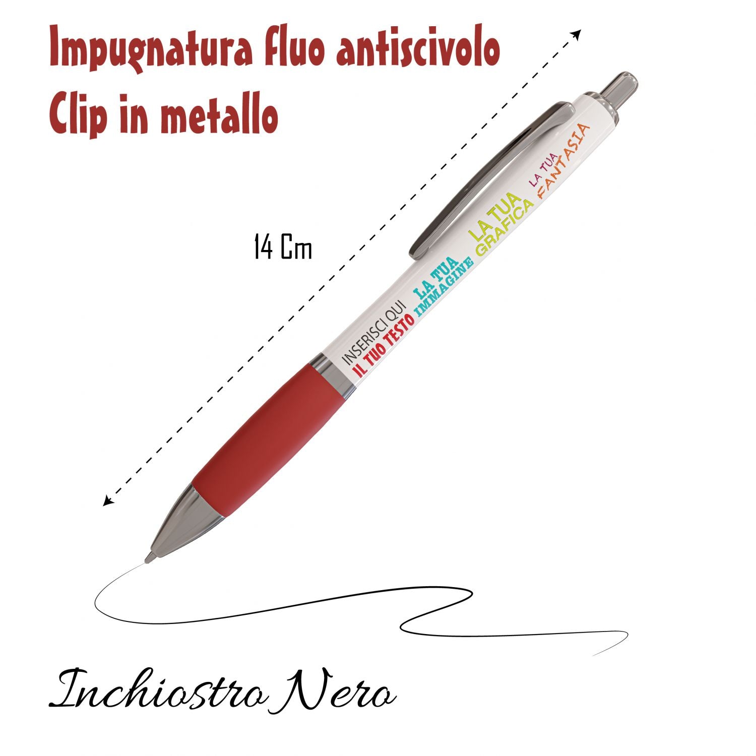 Penne personalizzate - Personalizza ora le tue penne con Nome , testo , logo - penna a sfera con filler nero
