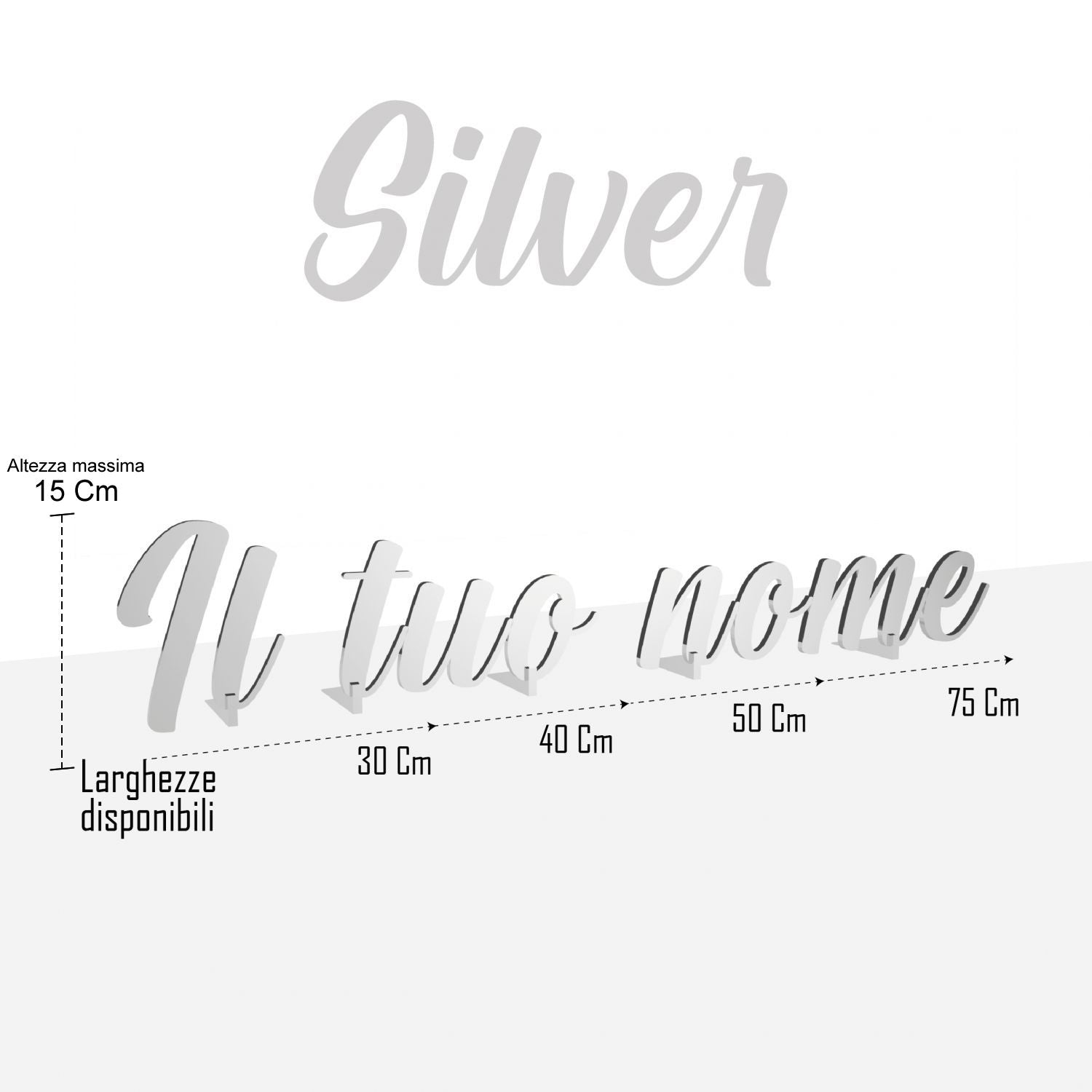 Scritta in plexiglass personalizzata 30-40-50-75 cm - nome in plexiglass specchiato personalizzato - Altezza massima 15cm spessore 3 mm - 100% made in Italy