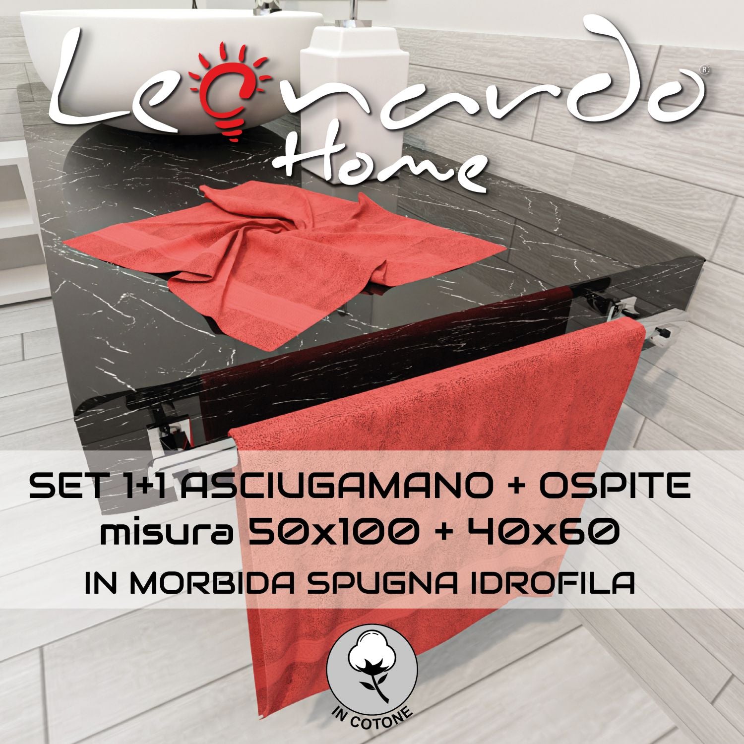 Gruppo veneziano - set asciugamano personalizzato - set 1+1 visto e ospite personalizzato con ricamo - 50x100 , 40x60 - certificato OEKO-TEX