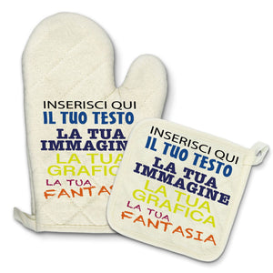 Set Guanto+Presina personalizzabile - Personalizza Ora il tuo set da cucina Guanto+Presina - 100% made in italy