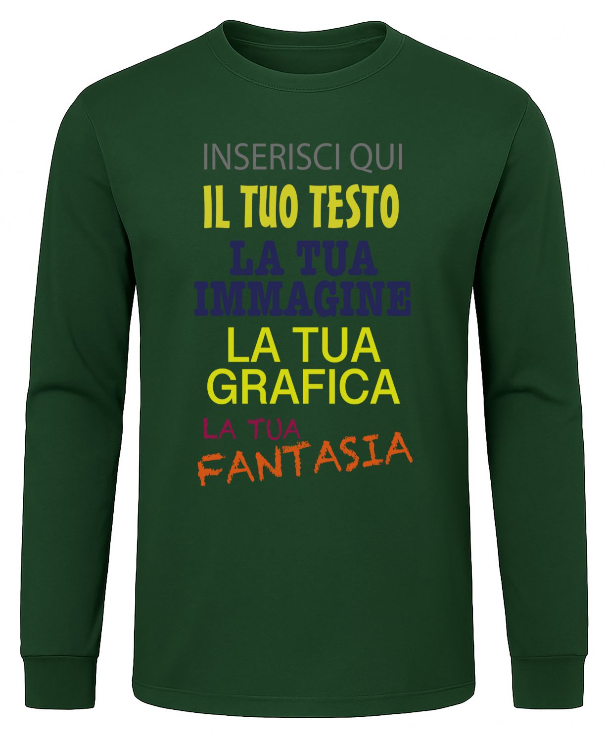 T-shirt manica lunga personalizzabile uomo donna  100% cotone  stampa digitale con testo, logo o immagine  idea regalo originale  maglia su misura Made in Italy